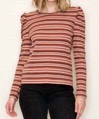 Staccato - Striped Puffed Long Sleeve Top