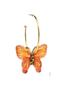 ZENZII Women's Butterfly Hoop Earrings in orange - women's jewelry - detail view