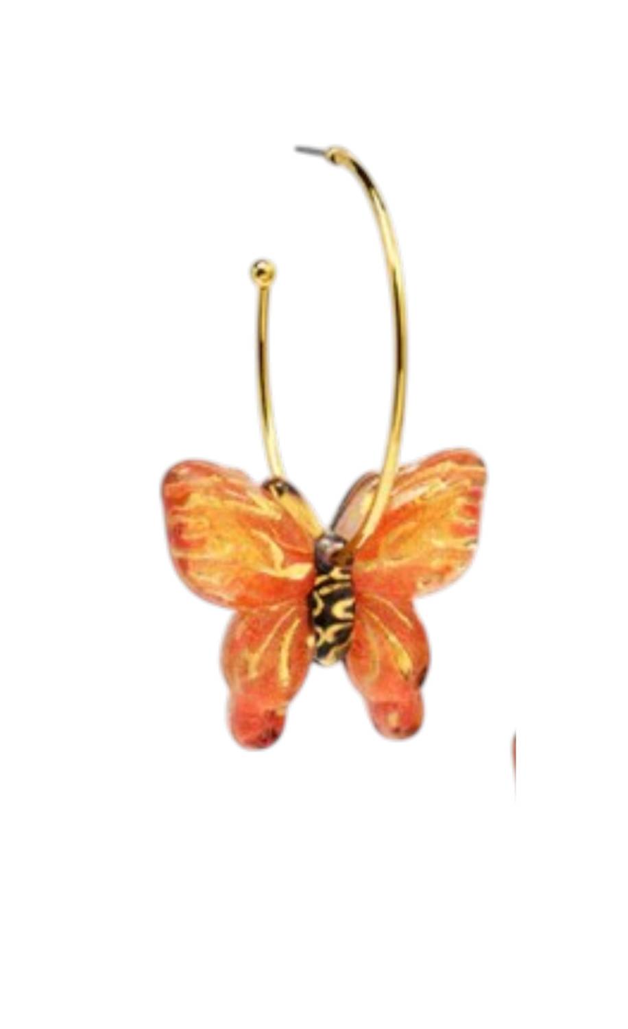 ZENZII Women's Butterfly Hoop Earrings in orange - women's jewelry - detail view