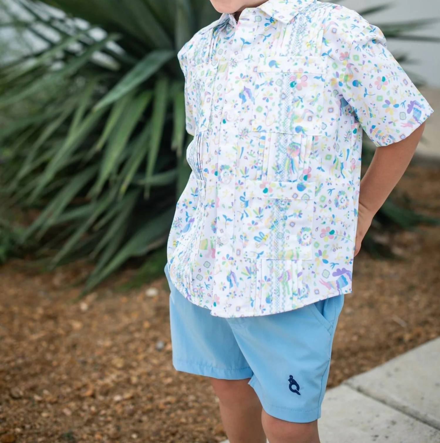 Blue Quail Clothing Co. - Kids Spring Otomi Short Sleeve Guayabera Shirt