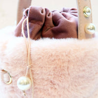 Doe A Dear - Girls’ Furry Cylindrical Top Handle Purse Handbag