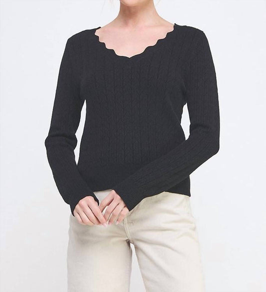 Allie Rose - Pointelle Scallop Neck Sweater