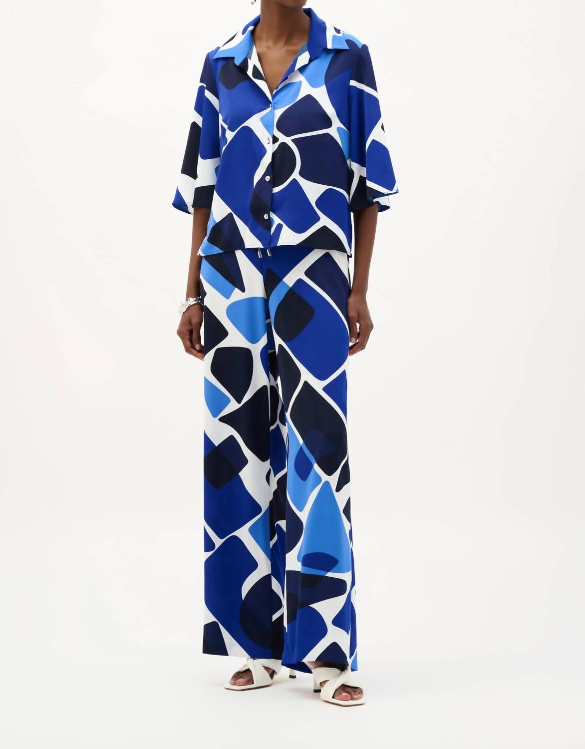 Joseph Ribkoff - Recylced Woven Geomteric Print Straight Blouse