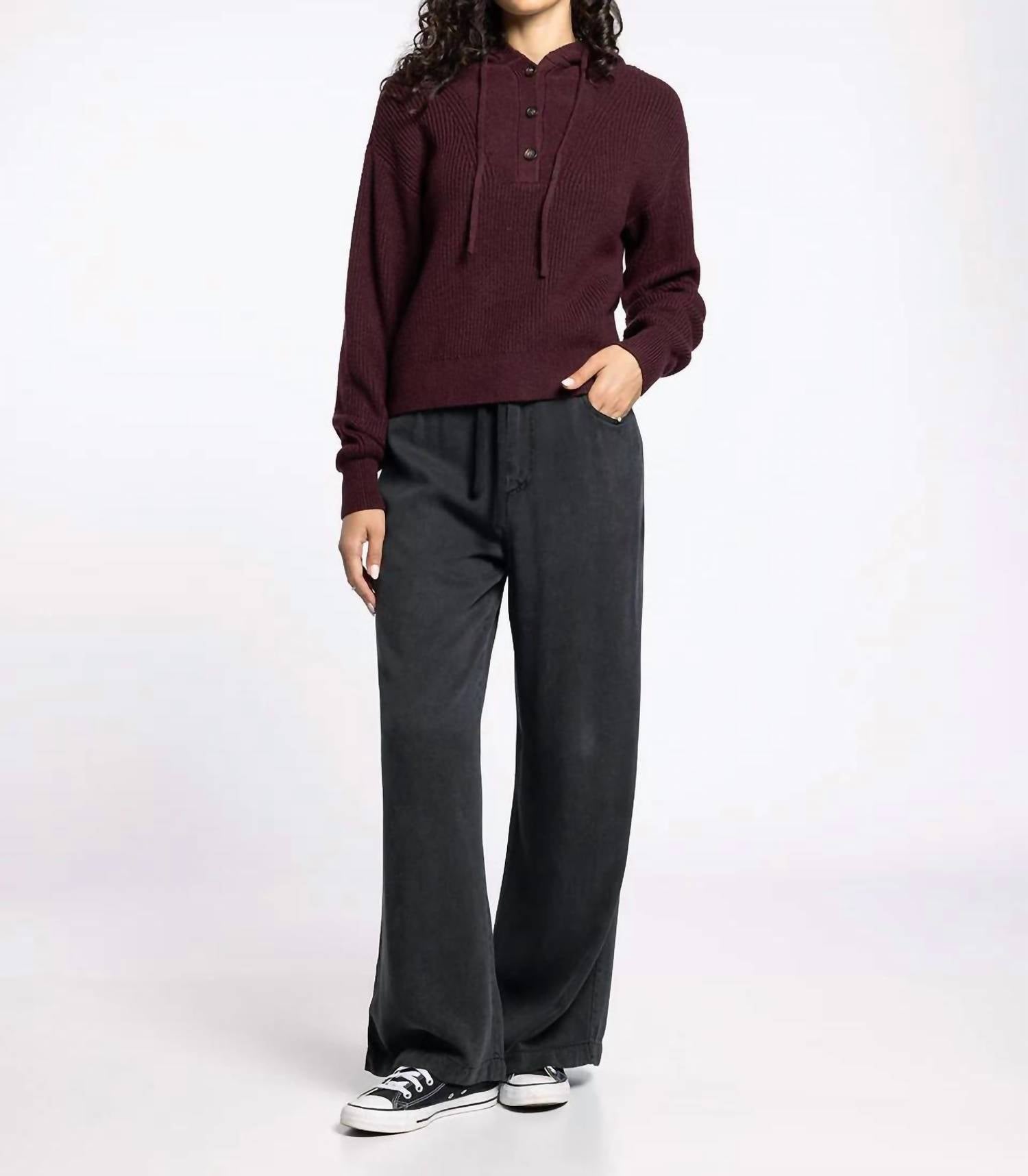 Thread & Supply Dolly Sweater Hoodie in zinfandel - women's top - view 5