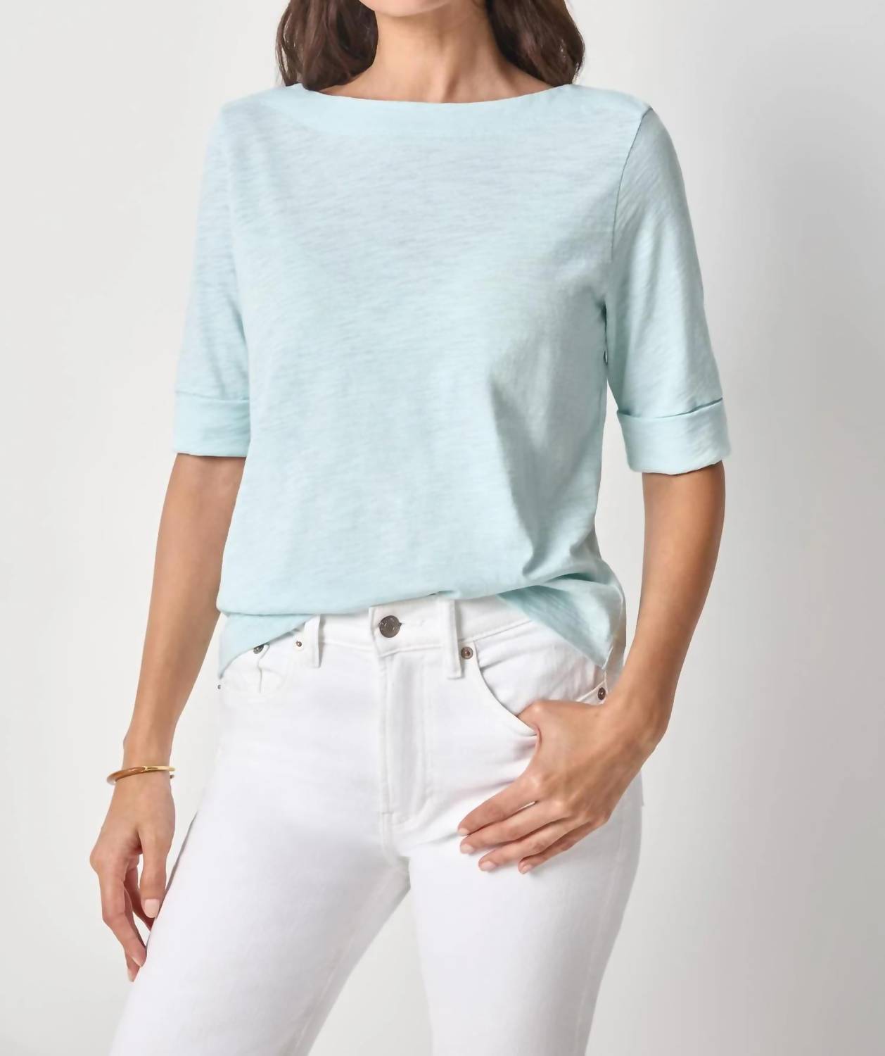 Lilla P - Cuffed Sleeve Boatneck Top