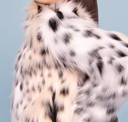 Mia - Girls' Leopard Faux Fur Jacket