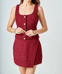 2.7 AUGUST APPAREL Holiday Chateau Tweed Tank Top in red - women's tank top - view 4