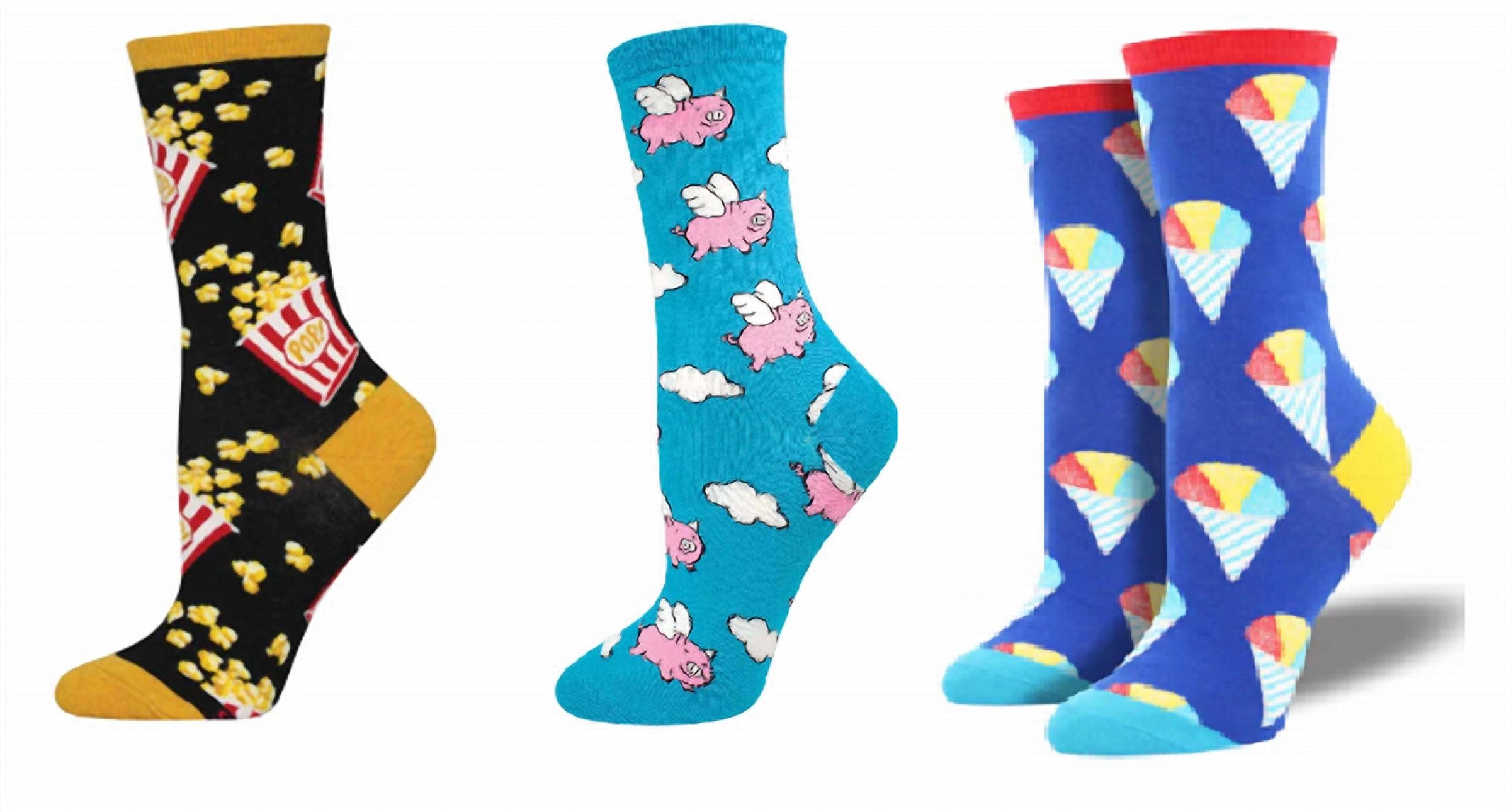 SOCKSMITH Women's Classic Popcorn & When Pigs Fly & Have An Ice Day Socks - Set Of 3 Pair in multi - women's accessory