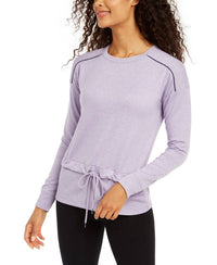 Ideology - Activewear Tie Front Ribbed Trim Pullover Top