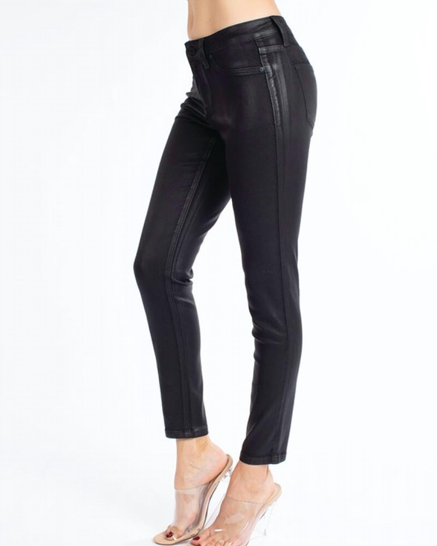 Kancan - Women's Mid Rise Coated Denim Super Skinny