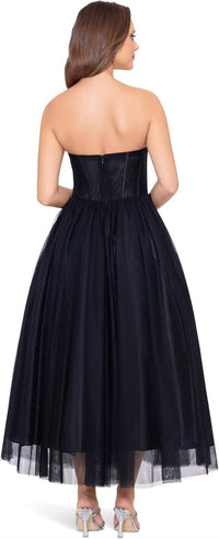 Betsy & Adam - Mesh Skirt Lace Gown