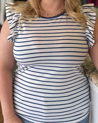 Another Love - Harbor Stripe Ruffle Sleeve Top