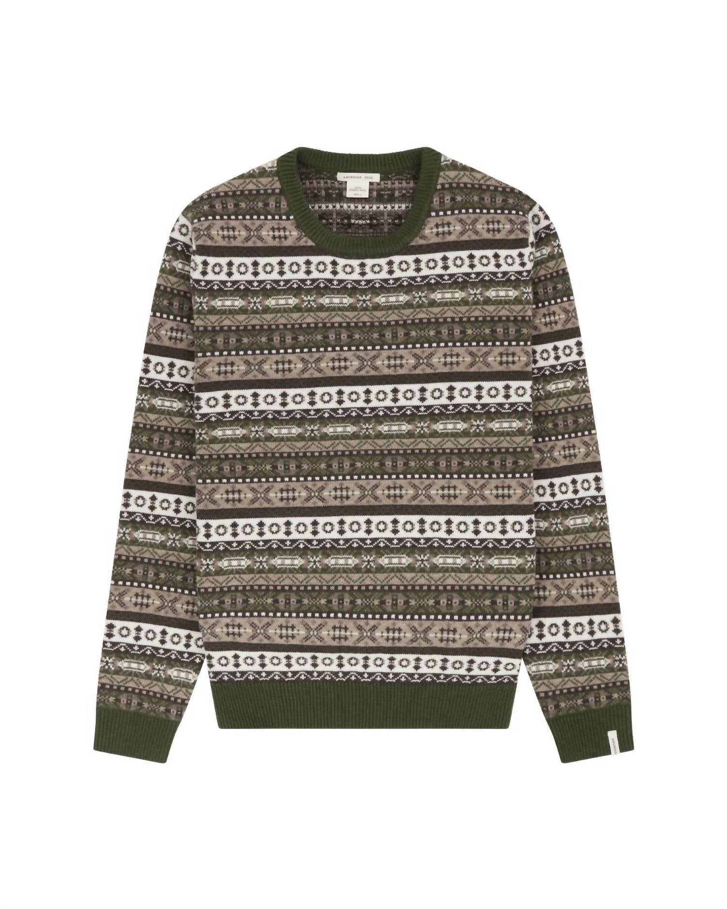 AMUNDSEN Dunkirk Crewneck Sweater in blac grey - men's sweater - alternate view
