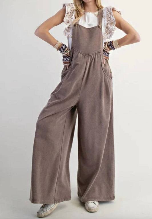 Easel - Washed Terry Knit Overalls