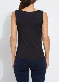 Lysse Evie Scoop Neck Tank Top in black - women's tank top - detail view