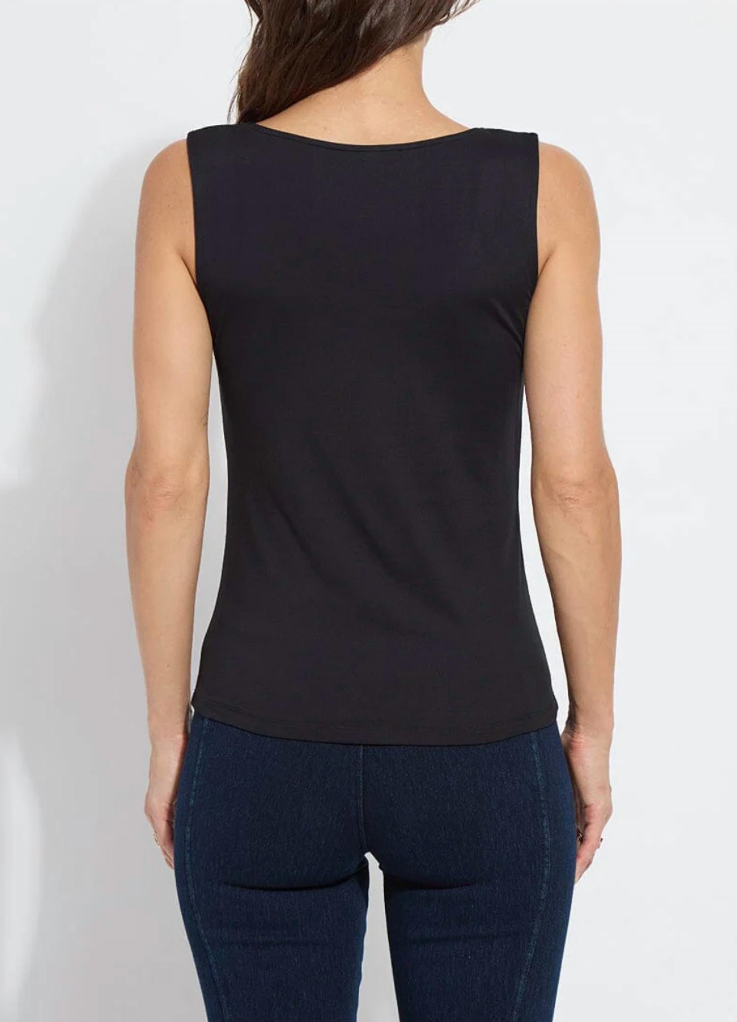 Lysse Evie Scoop Neck Tank Top in black - women's tank top - detail view