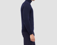Bugatchi Uomo Super Merino Wool Turtleneck Sweater in midnight - men's sweater - alternate view