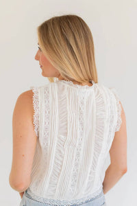Raisonnel - Lace Pintuck Sleeveless Top