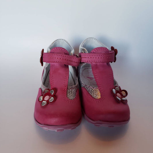 Renbut Shoes - Girl's Velcro T-strap Ankle-hi Cap-toe Shoes