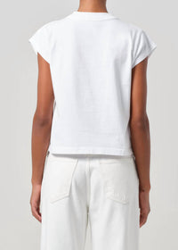 AGOLDE Bryce Cap Sleeve Tee in white - women's t-shirt - detail view