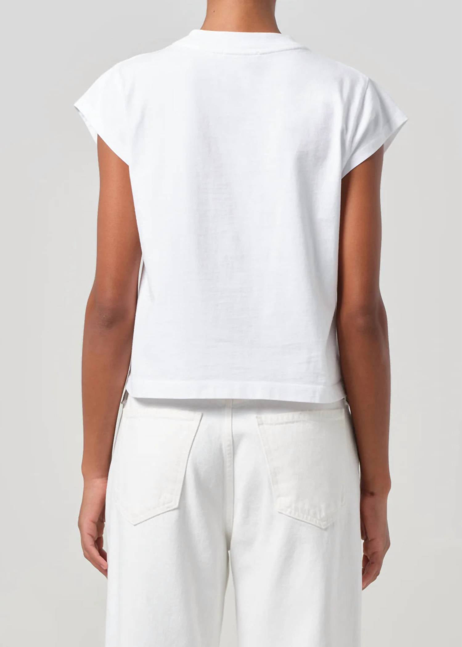 AGOLDE Bryce Cap Sleeve Tee in white - women's t-shirt - detail view