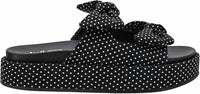 Corkys Footwear Women Lil Bit Knotty Sandal in black white polk dots - women's sandal - detail view