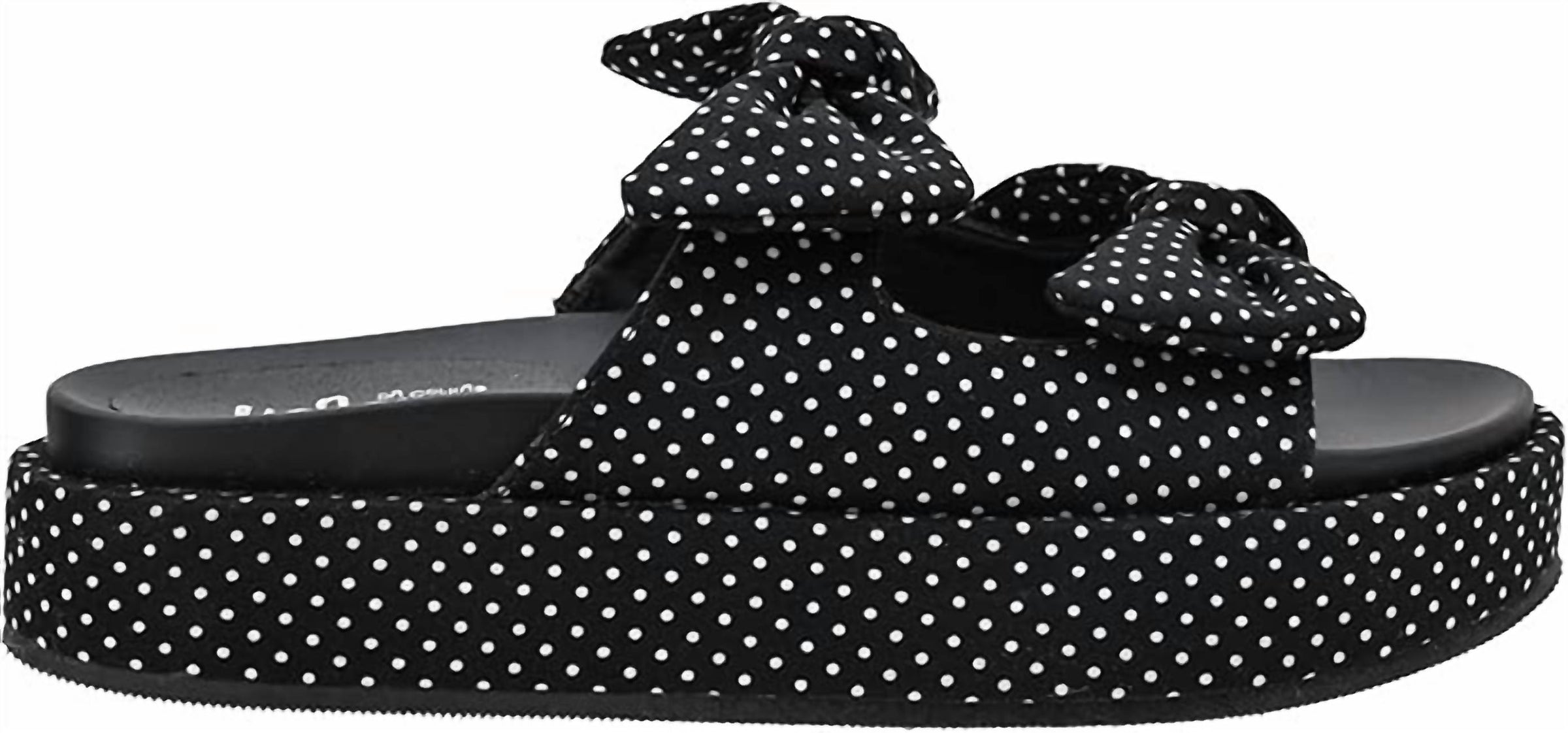 Corkys Footwear Women Lil Bit Knotty Sandal in black white polk dots - women's sandal - detail view