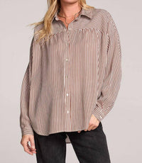saltwater LUXE Isadora Long Sleeve Top in chocolate - women's shirt