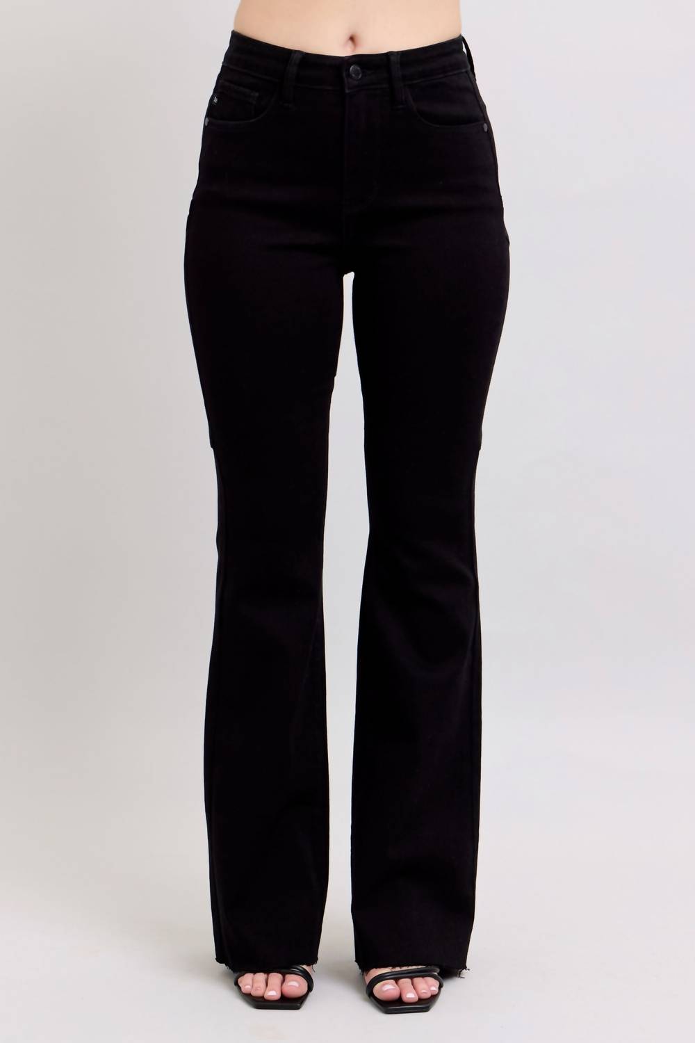 Judy Blue High Waist Star Seam Detail Flare Jeans in black - women's jeans