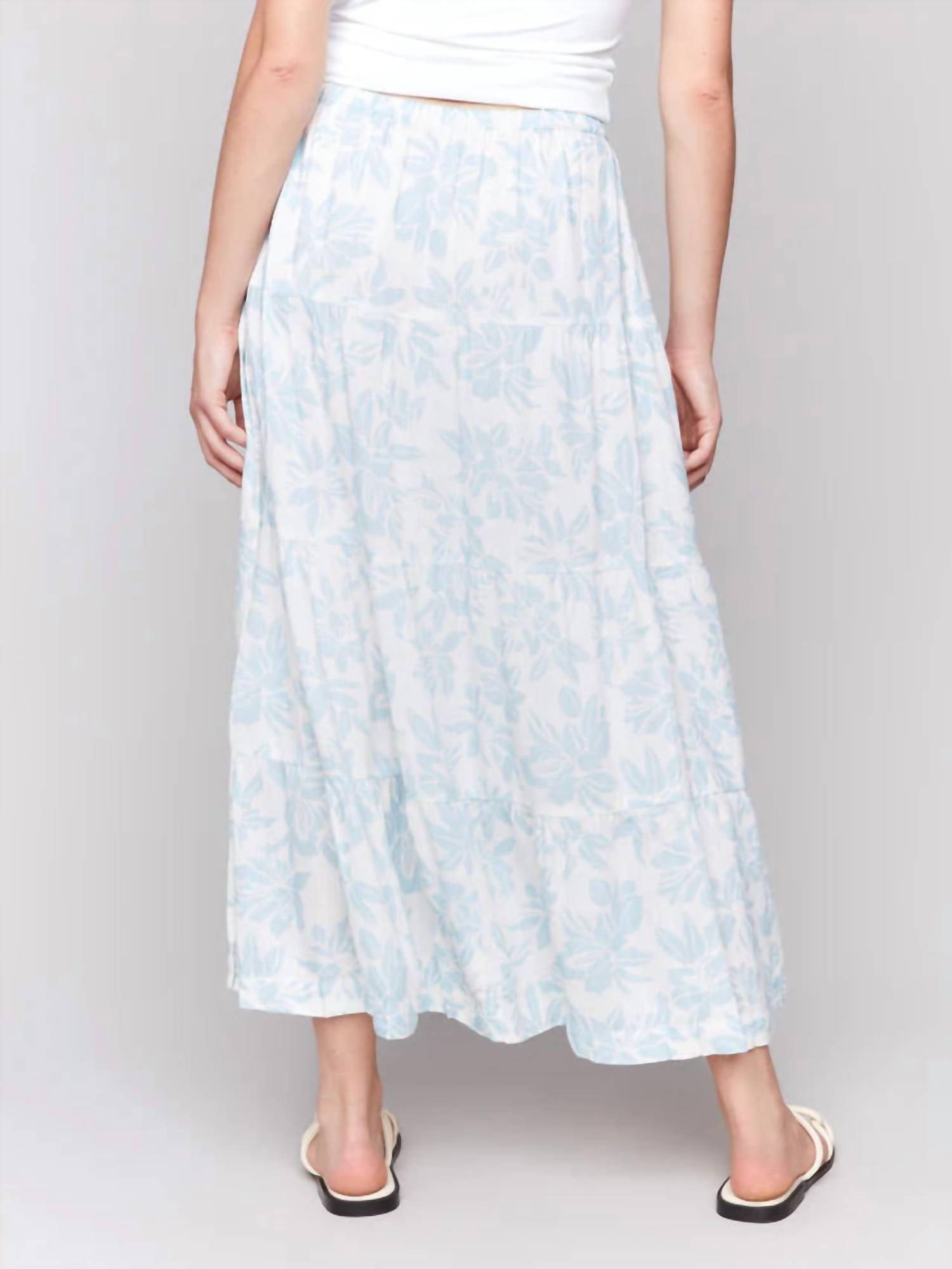 Charlie B - Bloom Print Linen Tier Maxi Skirt