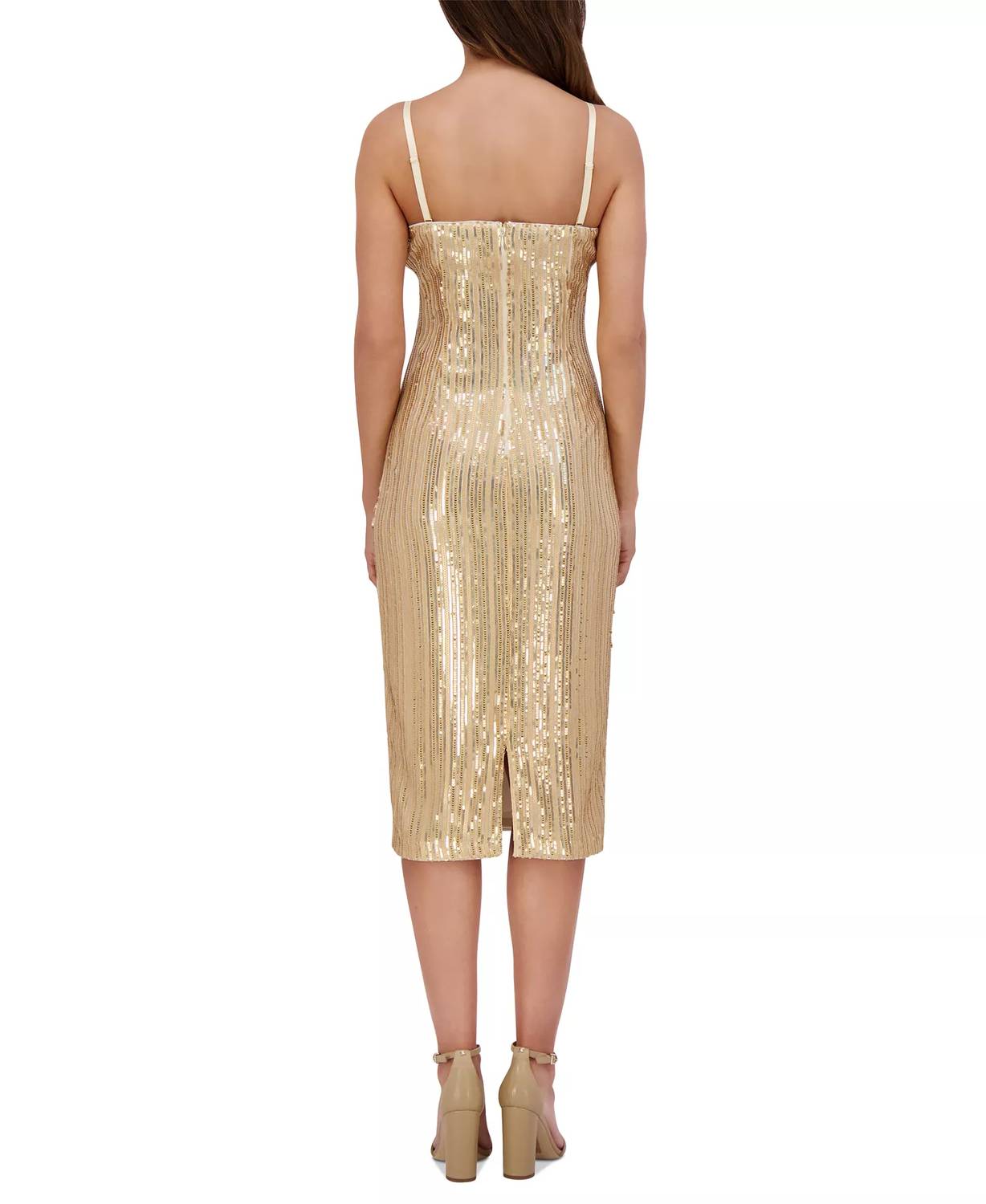 Siena Studio Sequined Midi Dress in gold - women's dress - detail view