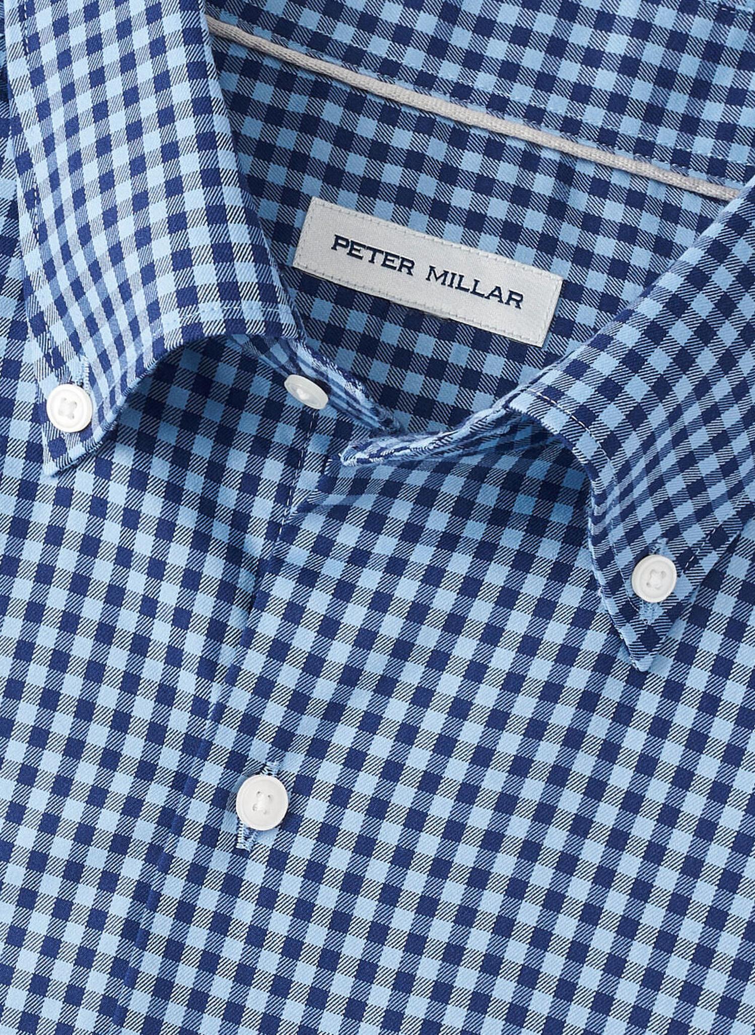 PETER MILLAR Conway Crown Lite Cotton Stretch Shirt in ruddy blue - men's shirt - alternate view
