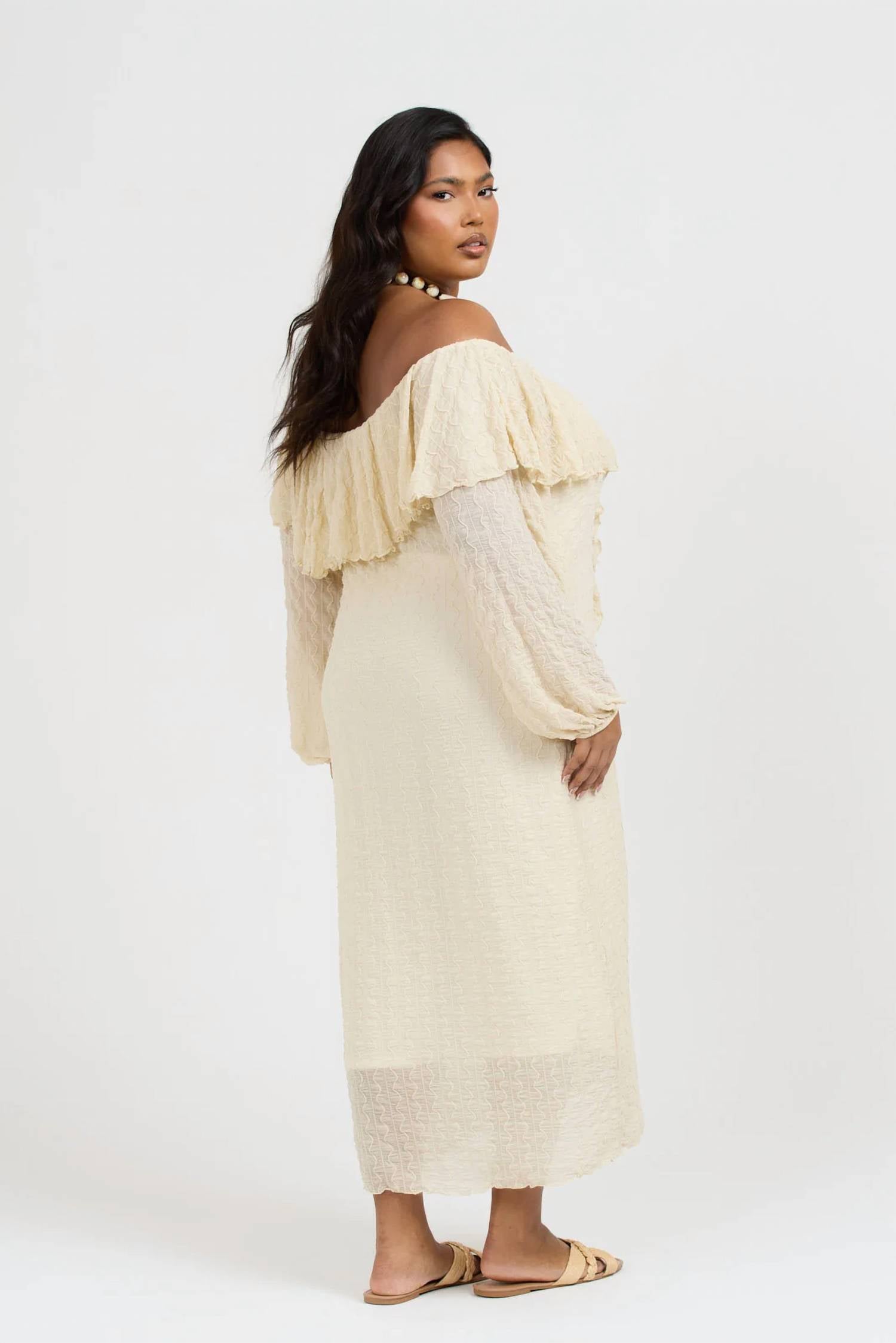 Fashion Szn Curve - Ruffle Bardot Midi Dress - Plus Size