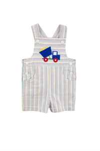 Florence Eiseman Kid's Dump Truck Stripe Seersucker Shortall in multicolor - kids' item