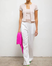 Leset - Pointelle Short Sleeve Cardigan