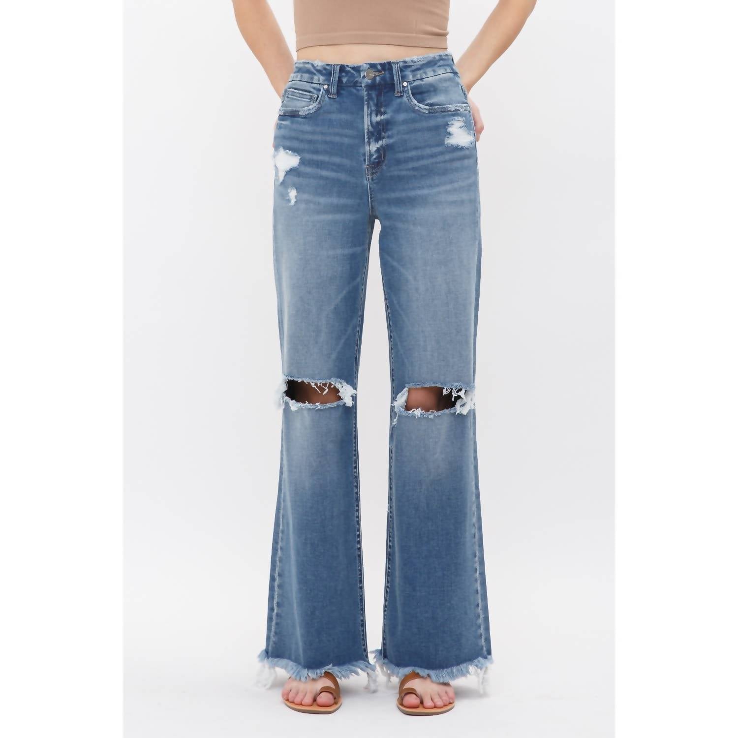 Mica Denim - Dehours High Rise Wide Leg Jeans