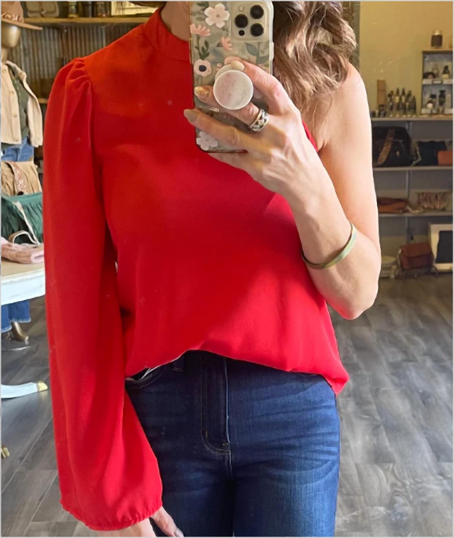 Shewin Inc. - One Shoulder Trumpet Sleeve Top