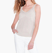 Nic + Zoe Lara Lurex Corset Tank Top in sandshell - women's tank top - detail view