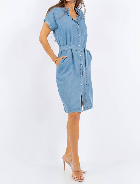 Paparazzi - Tencel Denim Short Sleeve Shirt Dress With Belt