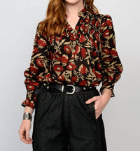 Ivy Jane Fields Of Poppies Floral Top in black - women's blouse