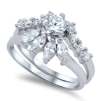 Starlette Women's Stunning Floral Design Ariel Ring in silver - women's jewelry