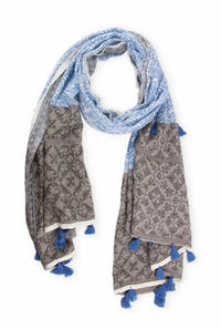 Saachi - Tassel Trim Cotton Scarf