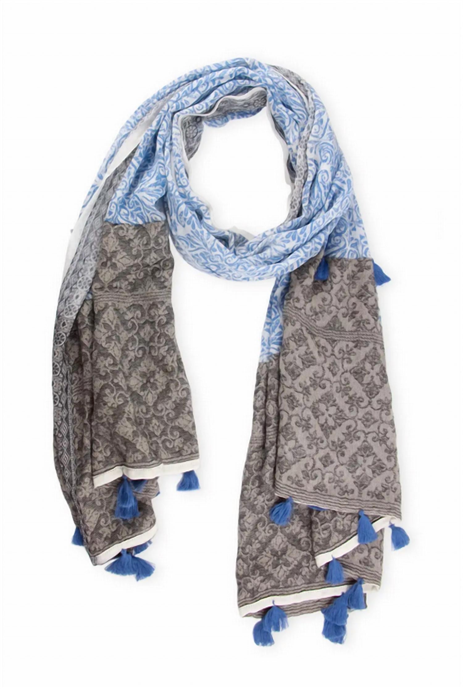 Saachi - Tassel Trim Cotton Scarf