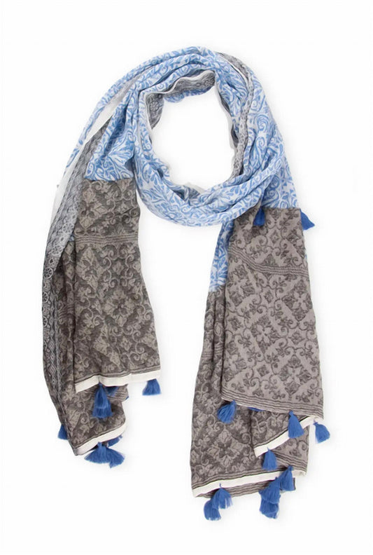 Saachi - Tassel Trim Cotton Scarf