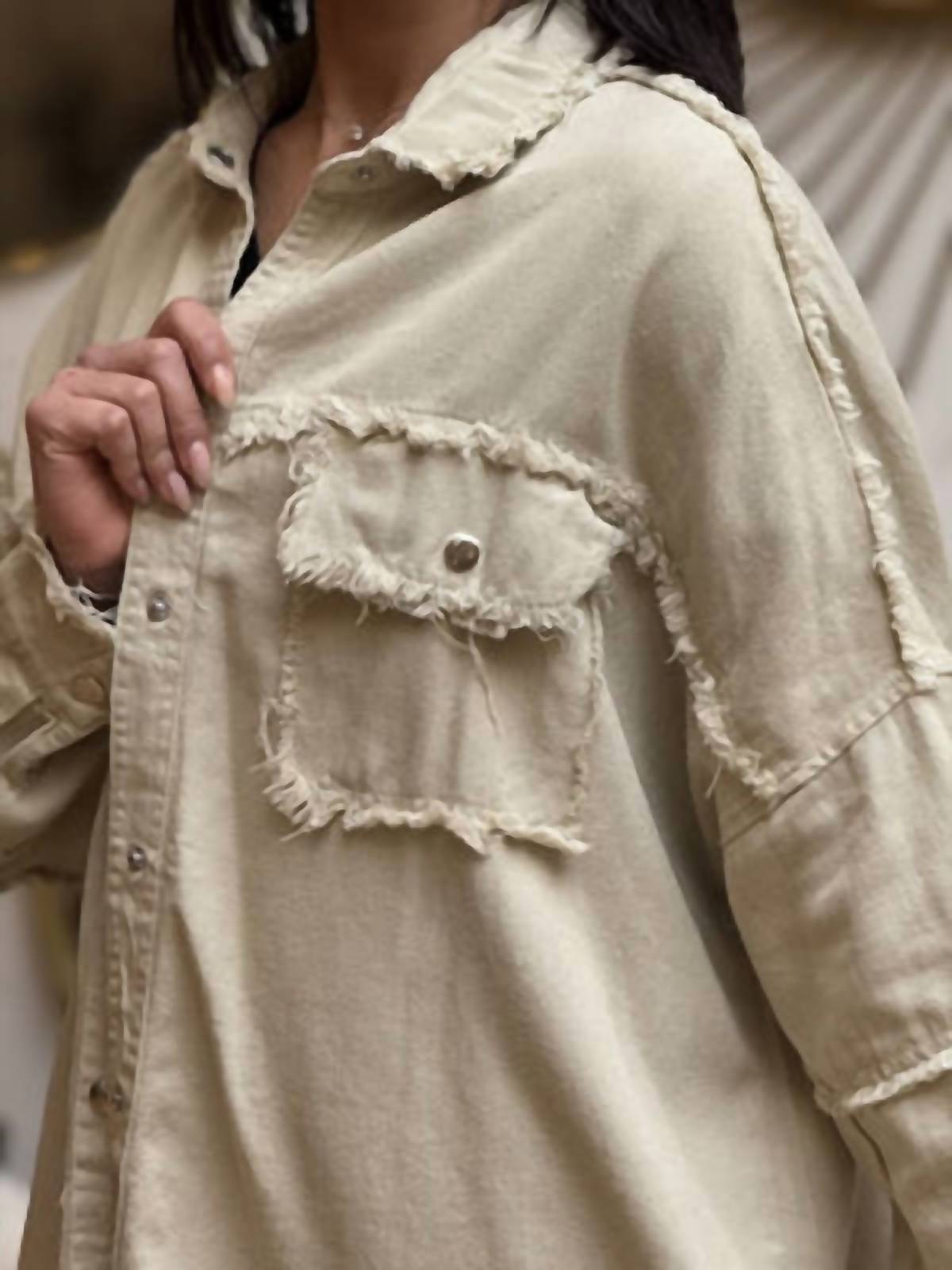 Fantastic Fawn - Buttoned Frayed Shacket