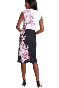London Times - Sleeveless Jewelneck With Key Hole Midi Dress