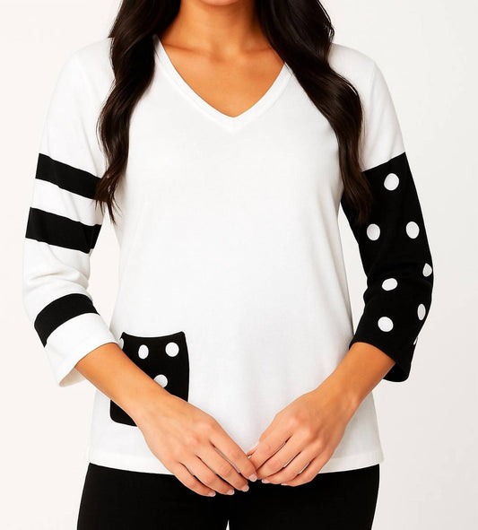 Angel Apparel - Abstract Polka Dot V-neck Top