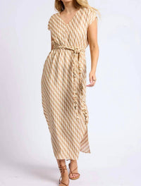 Sage The Label - Braided Belt V-neck Midi Dress