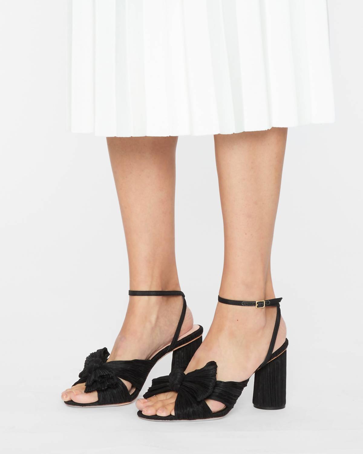 Loeffler Randall Women's Camellia Pleated Bow Heel in black - women's heels - alternate view