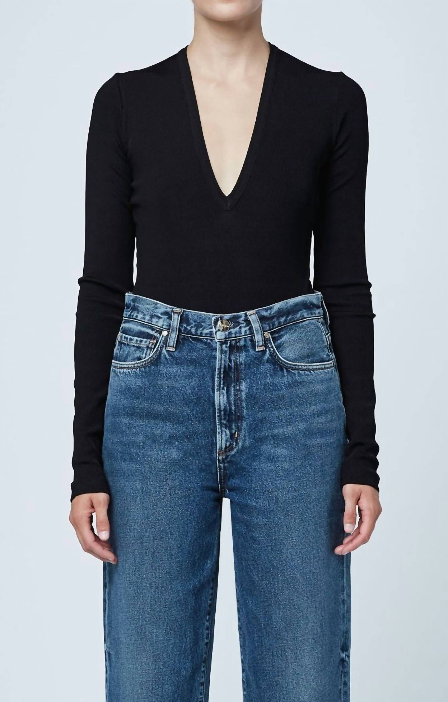 Goldsign - Rib Deep V Front Bodysuit